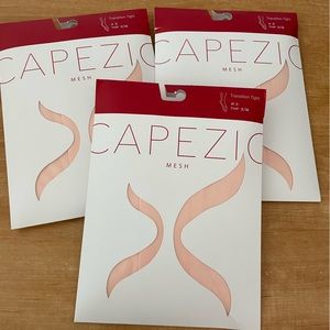 LOT of 3 Pair CAPEZIO Professional Mesh Seamed Transition Tights NIP
